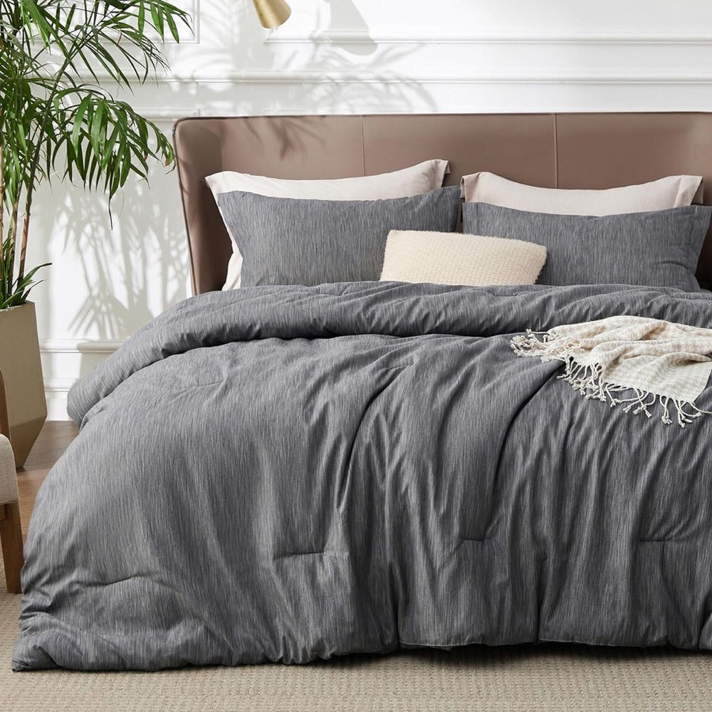 Bedsure California King Comforter Set Charcoal Grey Soft Bedding for All Seasons